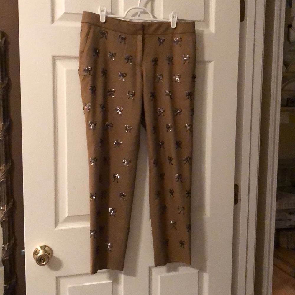 JCrew Collection Sequin Bow Wool Trousers Size 4